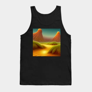 Digital Painting Of a Lush Wet Natural Scene On yellow Mountains Tank Top